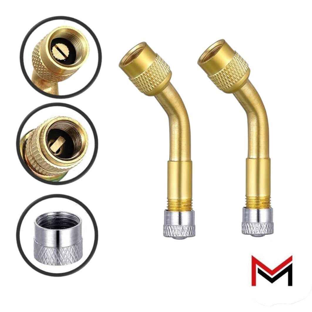 4x Ventilverlängerung 135° Grad – Autoventil AV / Schrader – Mit Ventilkappen