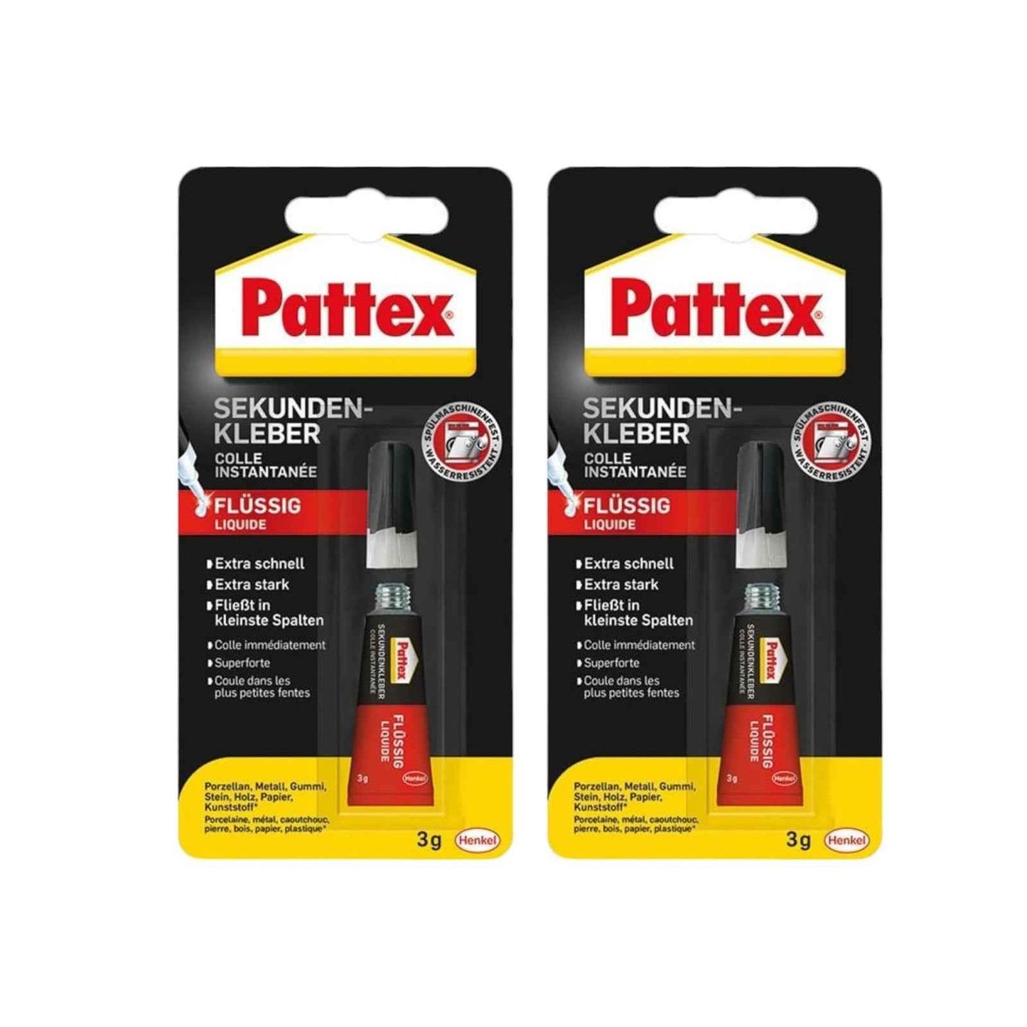 Pattex Sekundenkleber Flüssig extra stark 3g – Vielseitiger Alleskleber für schnelle & unsichtbare Reparaturen