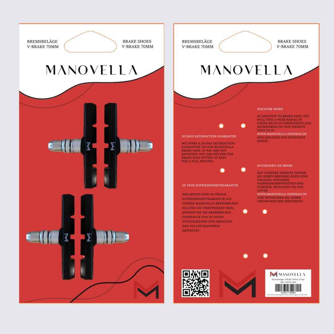 8x Fahrrad V-Brake Bremsschuhe 70mm – Kompatibel mit Shimano, SRAM, Tektro, Avid