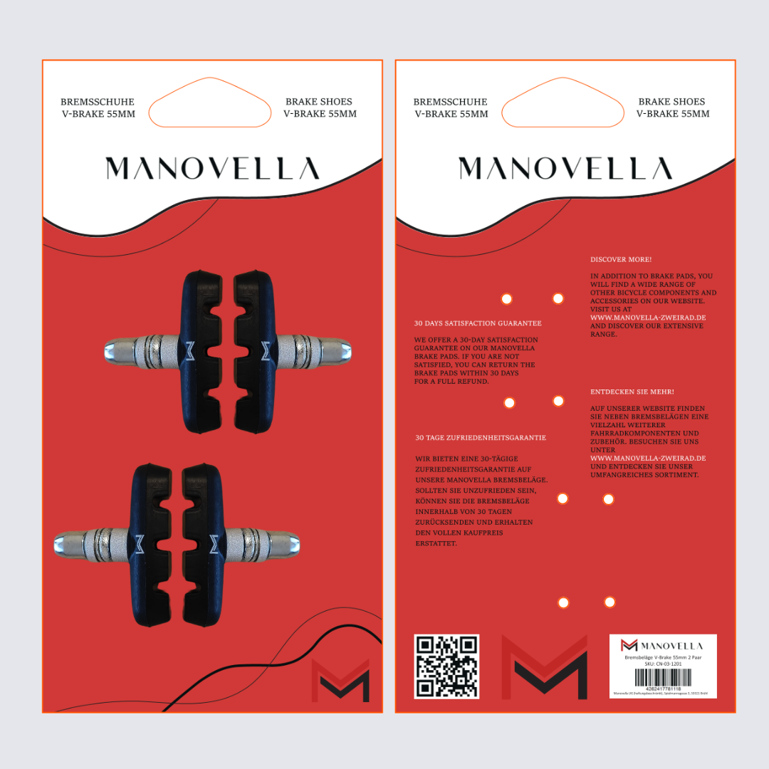 V-Brake Bremsschuhe 55 mm – hohe Bremskraft - 2 Paar
