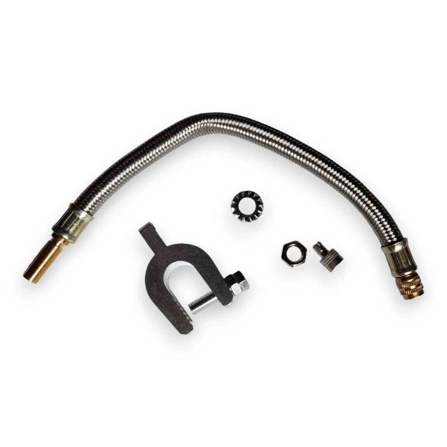 Reifenventilverlängerung 210 mm – Mit Metallgewebe, Halter & Ventilkappe mit Ventilausdreher (2er Set)