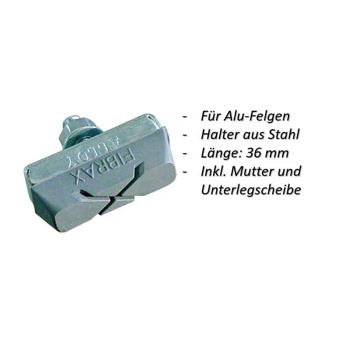 Bremsschuhe 36 mm symmetrisch mit Gewindebolzen für Felgenbremsen - 1 Paar