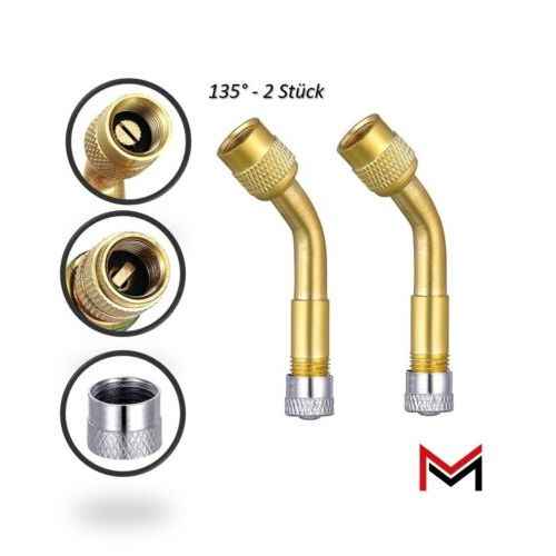 2x Ventilverlängerung inkl. Ventilkappe 45° 90° 135° Autoventil AV