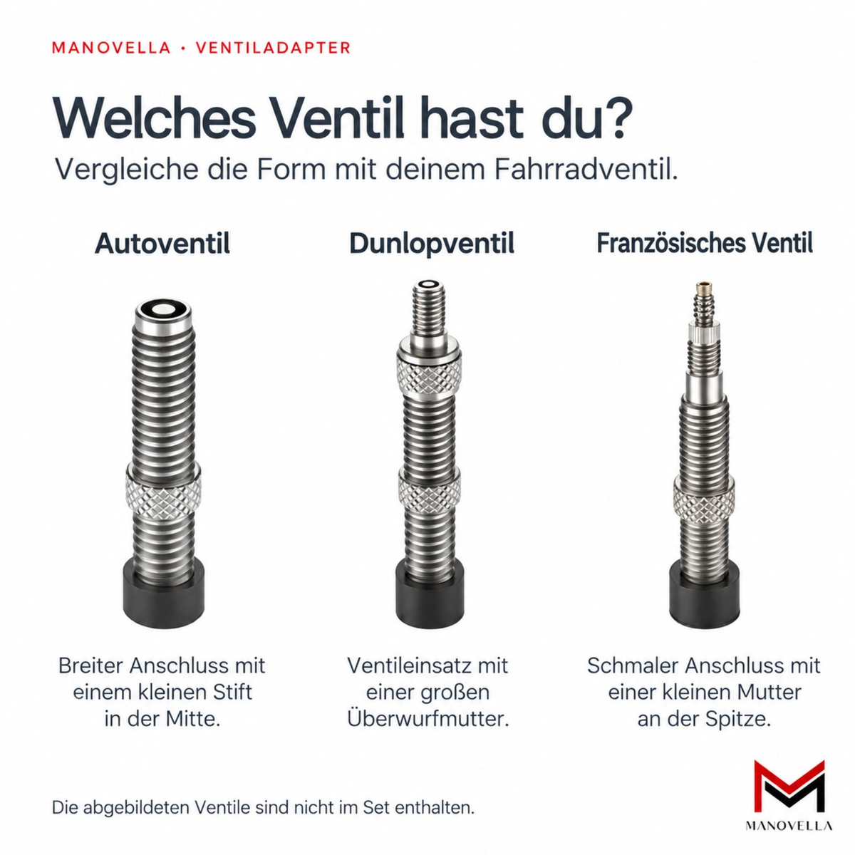 Manovella Ventiladapter Set mit 140mm Verlängerung – AV DV SV Universal