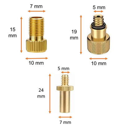 Fahrrad Ventiladapter Set – Schrader / Sclaverand / Dunlop – 4-teilig mit Verlängerung