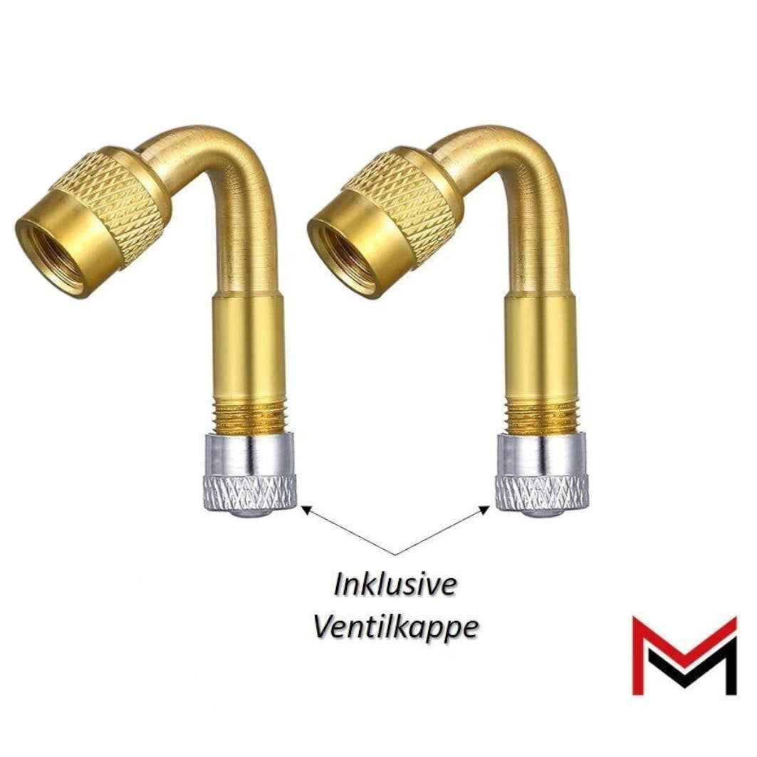 4x Ventilverlängerung 45° Grad – Autoventil AV / Schrader – Mit Ventilkappen