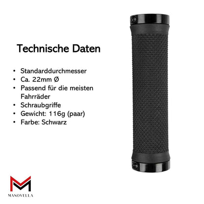 Fahrradgriffe 130mm Schwarz – Schraubgriffe aus TPE für Lenker Ø 22mm