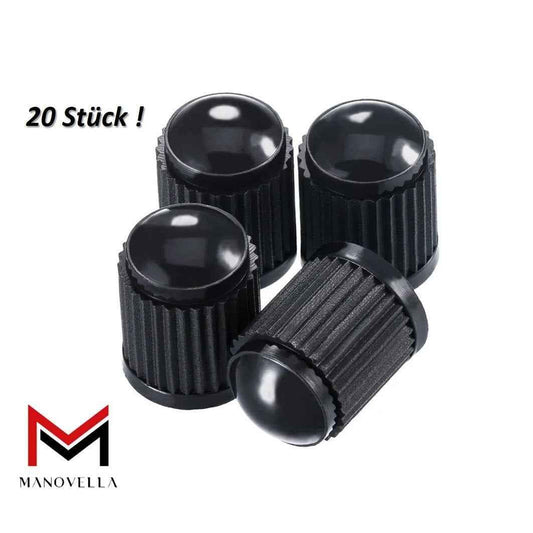 20x Ventilkappen Kunststoff Schwarz