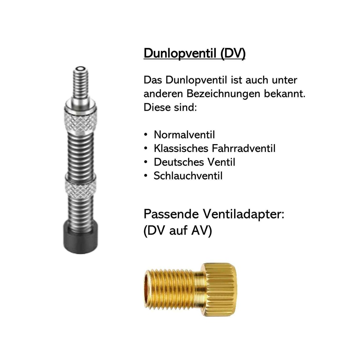 Fahrrad Ventiladapter Set – Schrader / Sclaverand / Dunlop – 4-teilig mit Verlängerung