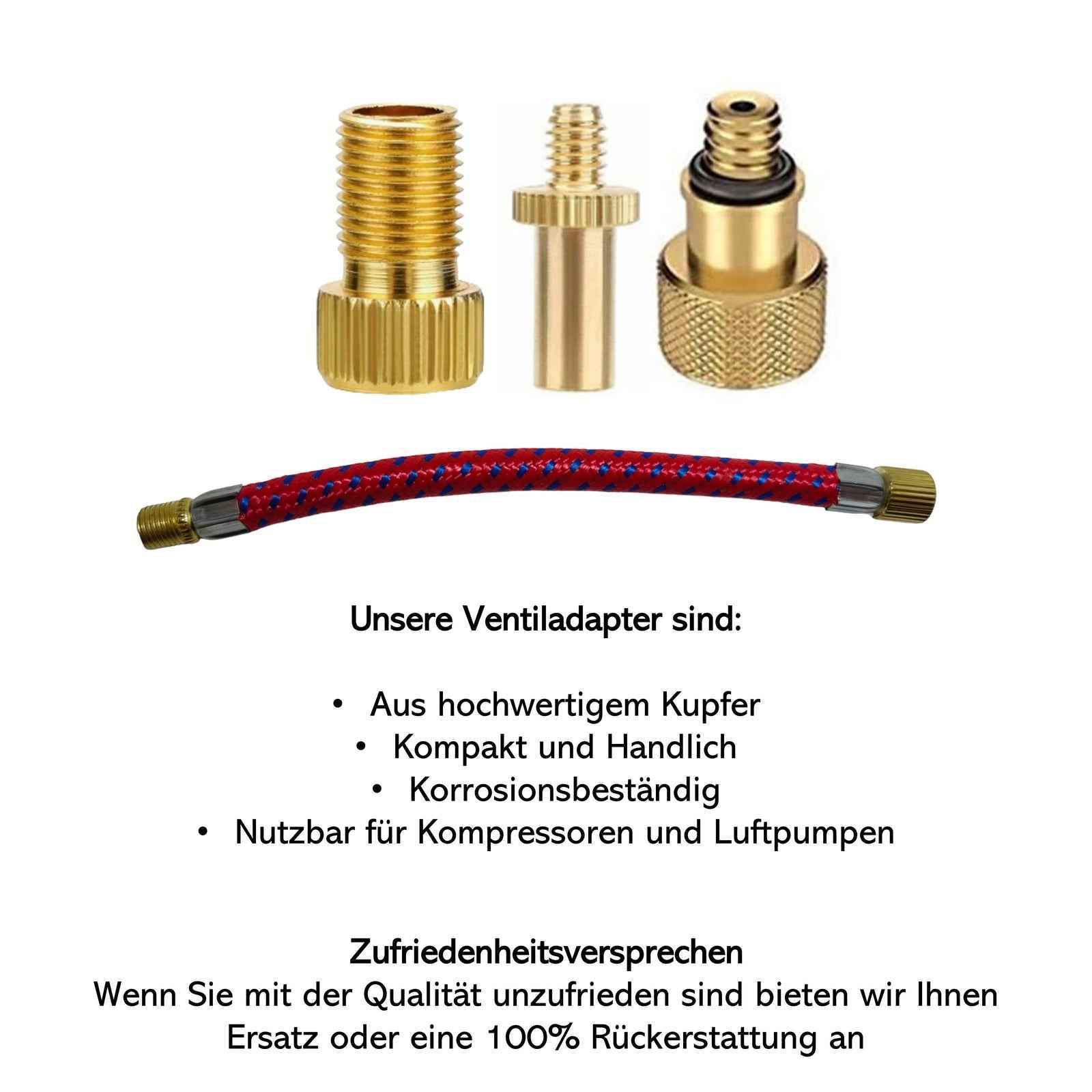 Fahrrad Ventiladapter Set – Schrader / Sclaverand / Dunlop – 4-teilig mit Verlängerung