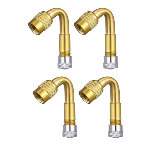 4x Ventilverlängerung 45° Grad – Autoventil AV / Schrader – Mit Ventilkappen