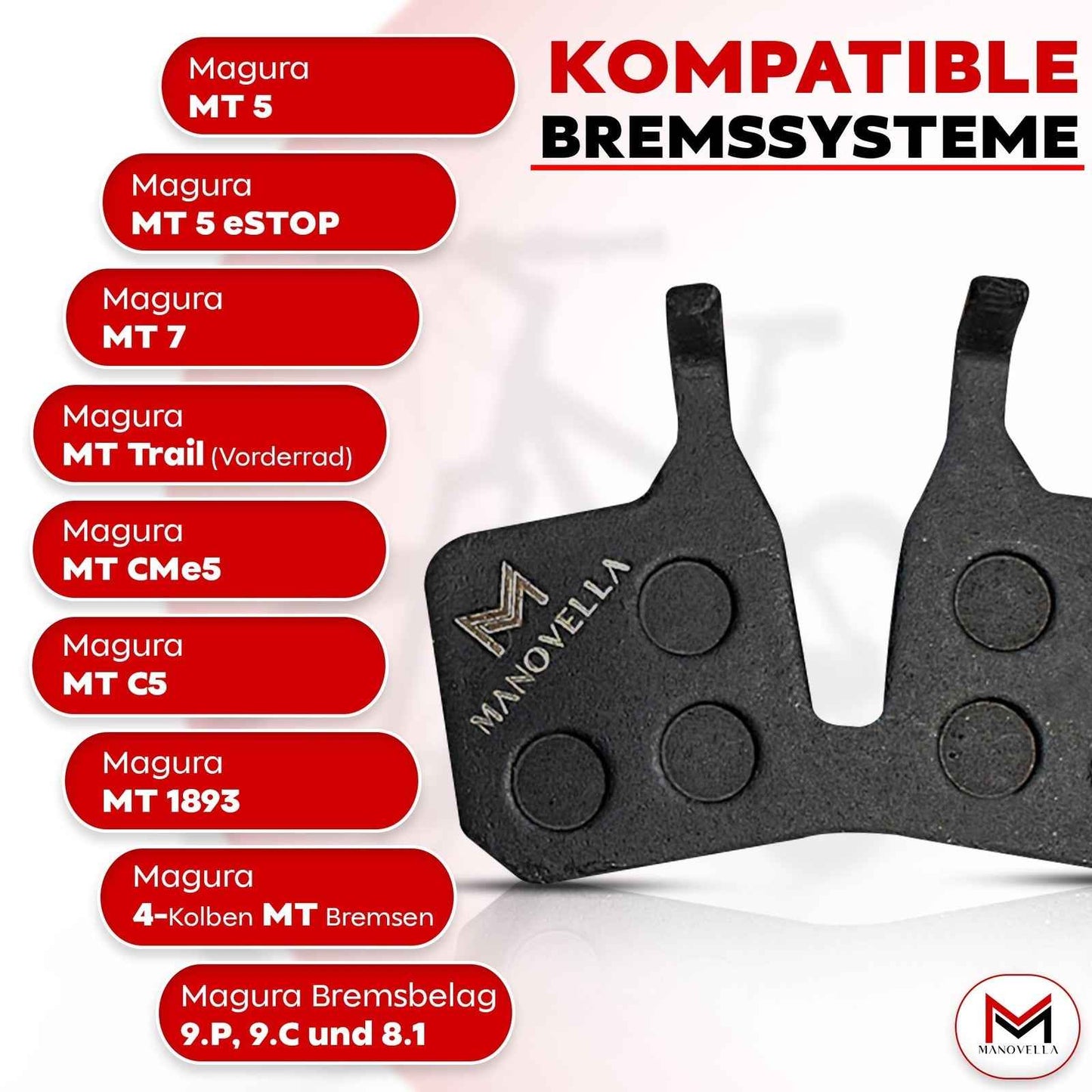 Fahrrad Bremsbeläge für Magura MT5 / MT7 – Halbmetall Disc Pads