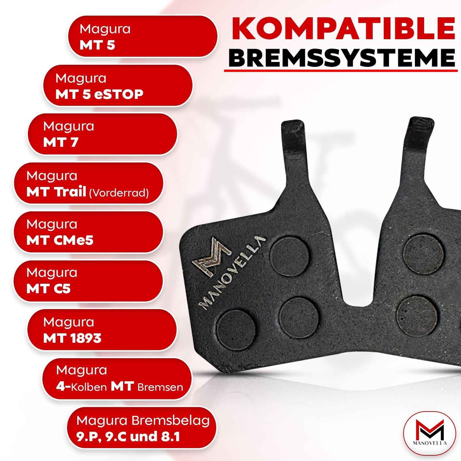 Fahrrad Bremsbeläge für Magura MT5 / MT7 – Halbmetall Disc Pads