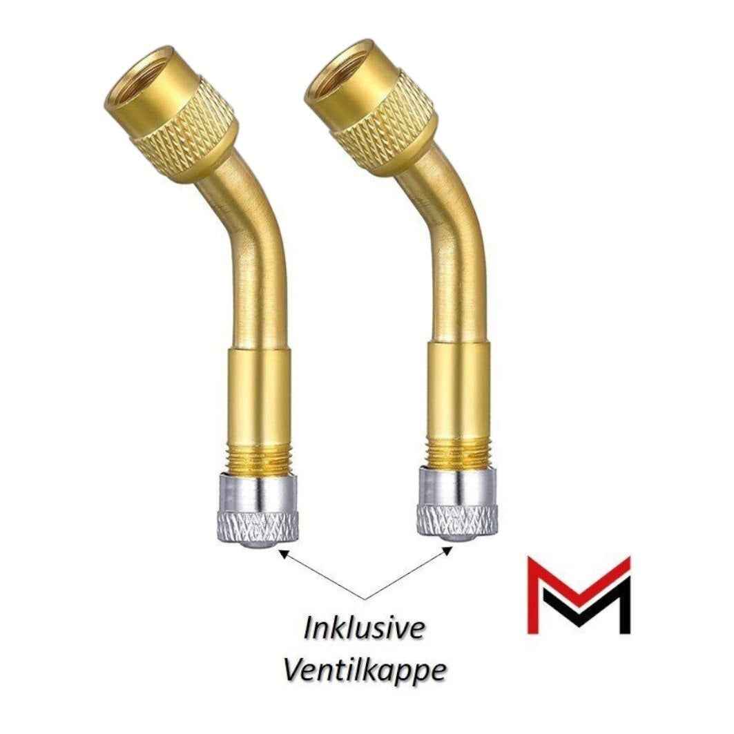 4x Ventilverlängerung 135° Grad – Autoventil AV / Schrader – Mit Ventilkappen