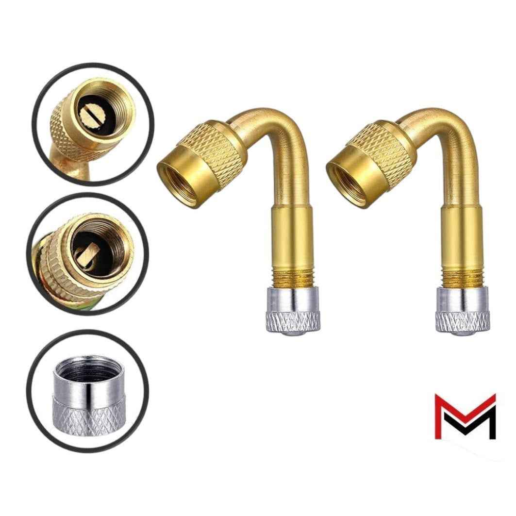 4x Ventilverlängerung 45° Grad – Autoventil AV / Schrader – Mit Ventilkappen