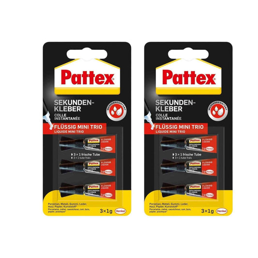 Pattex Sekundenkleber Flüssig Mini Trio Extra Stark 2 x 3x 1g