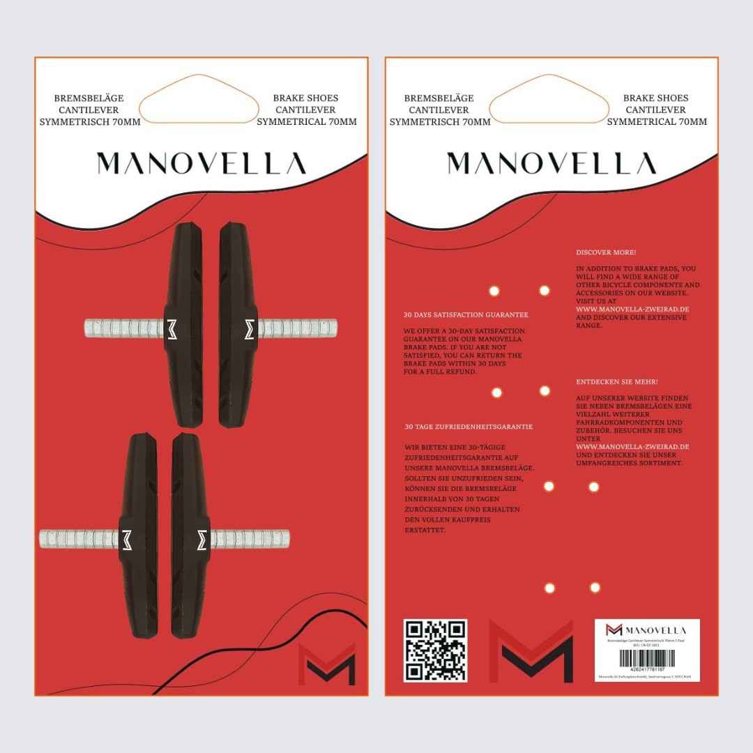 Cantilever Bremsschuhe 70mm 4 Stück – für Shimano, SRAM, Tektro, Magura, Avid