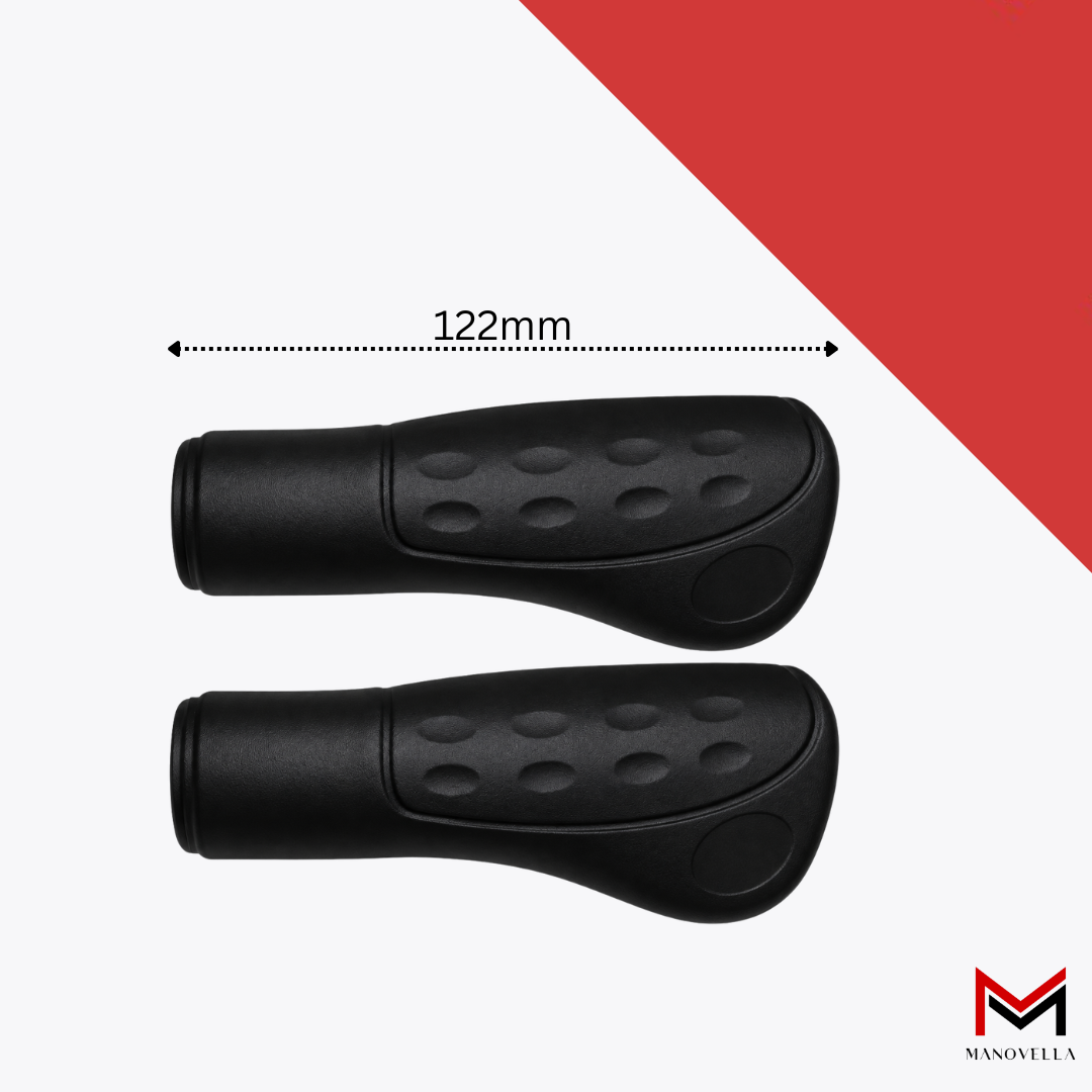 Fahrradgriffe anatomisch 122 mm – Ø 22 mm Schwarz – Maßzeichnung mit zwei gleich langen Griffen