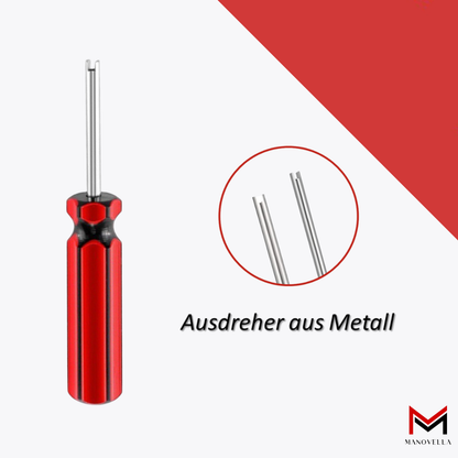 Ventilausdreher-Set mit 5 Ventileinsätzen – für AV & Schrader