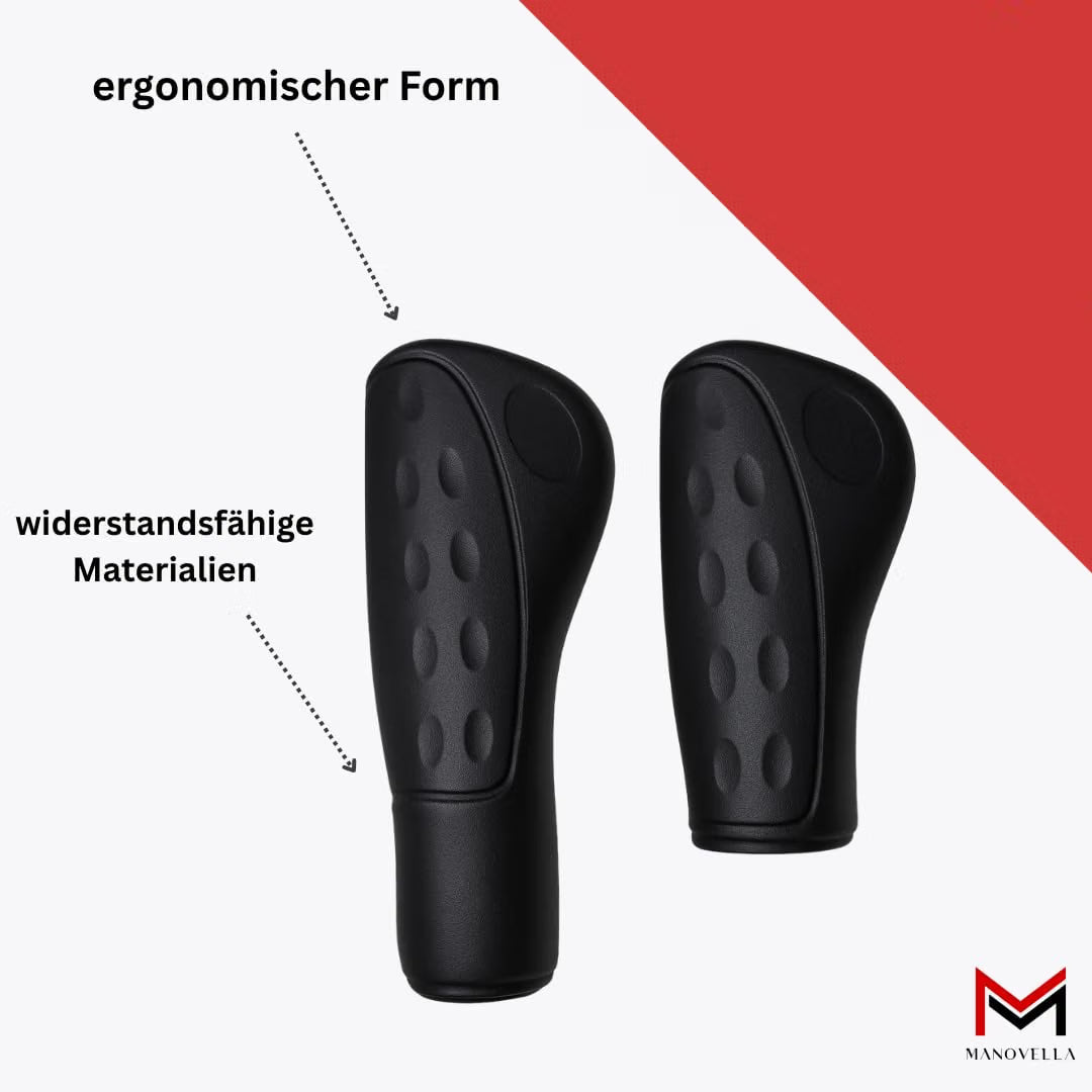 Fahrradgriffe Drehgriff 122/92 mm – Schwarz – Griffpaar mit Hinweisen zu Form und Material
