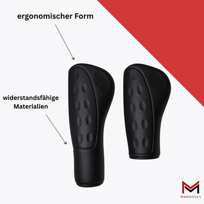 Fahrradgriffe Drehgriff 122/92 mm – Schwarz – Griffpaar mit Hinweisen zu Form und Material