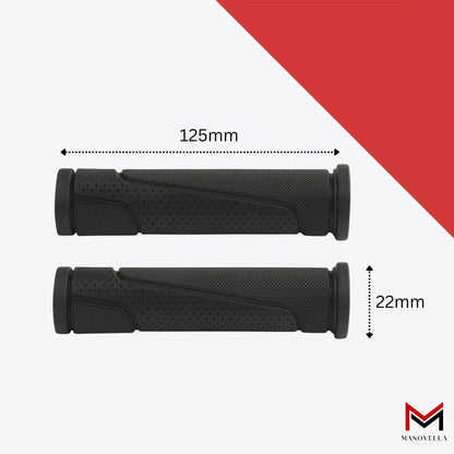 Fahrradgriffe Gummi 125 mm – Ø 22 mm Schwarz – Griffpaar mit Längen- und Durchmesserangaben