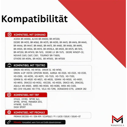 Bremsbeläge kompatibel mit Shimano B05S/B01S – Liste kompatibler Scheibenbremsen