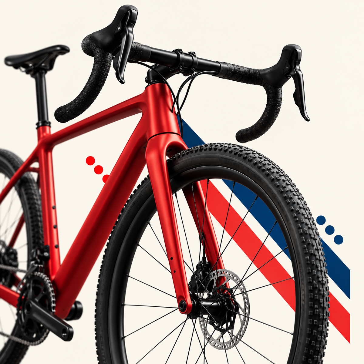 Rotes Fahrrad Detail mit roten und dunkelblauen Manovella Akzenten