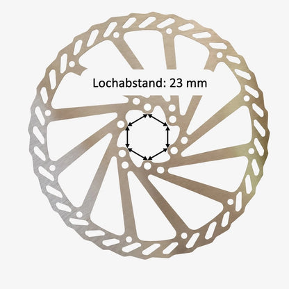 Bremsscheibe 203 mm Edelstahl – 6-Loch – Maßzeichnung der Lochabstände