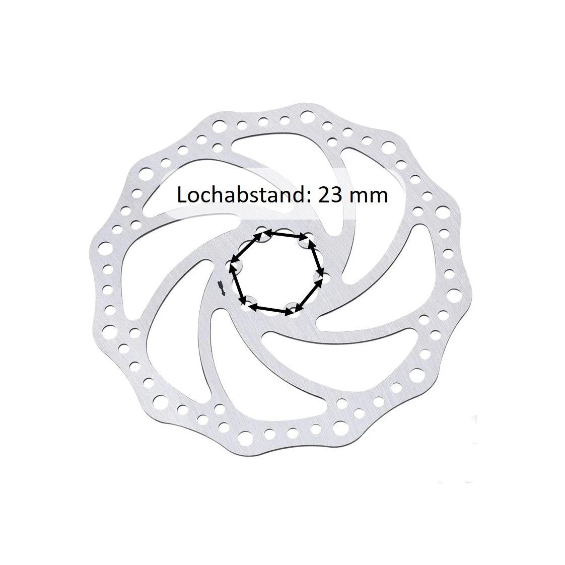 Bremsscheibe 140 mm Edelstahl – 6-Loch – Maßzeichnung der Lochabstände