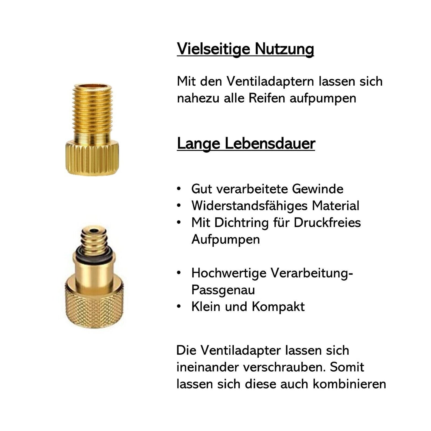 Fahrrad Ventiladapter DV Dunlop SV Sclaverand AV Autoventil Französisch Set