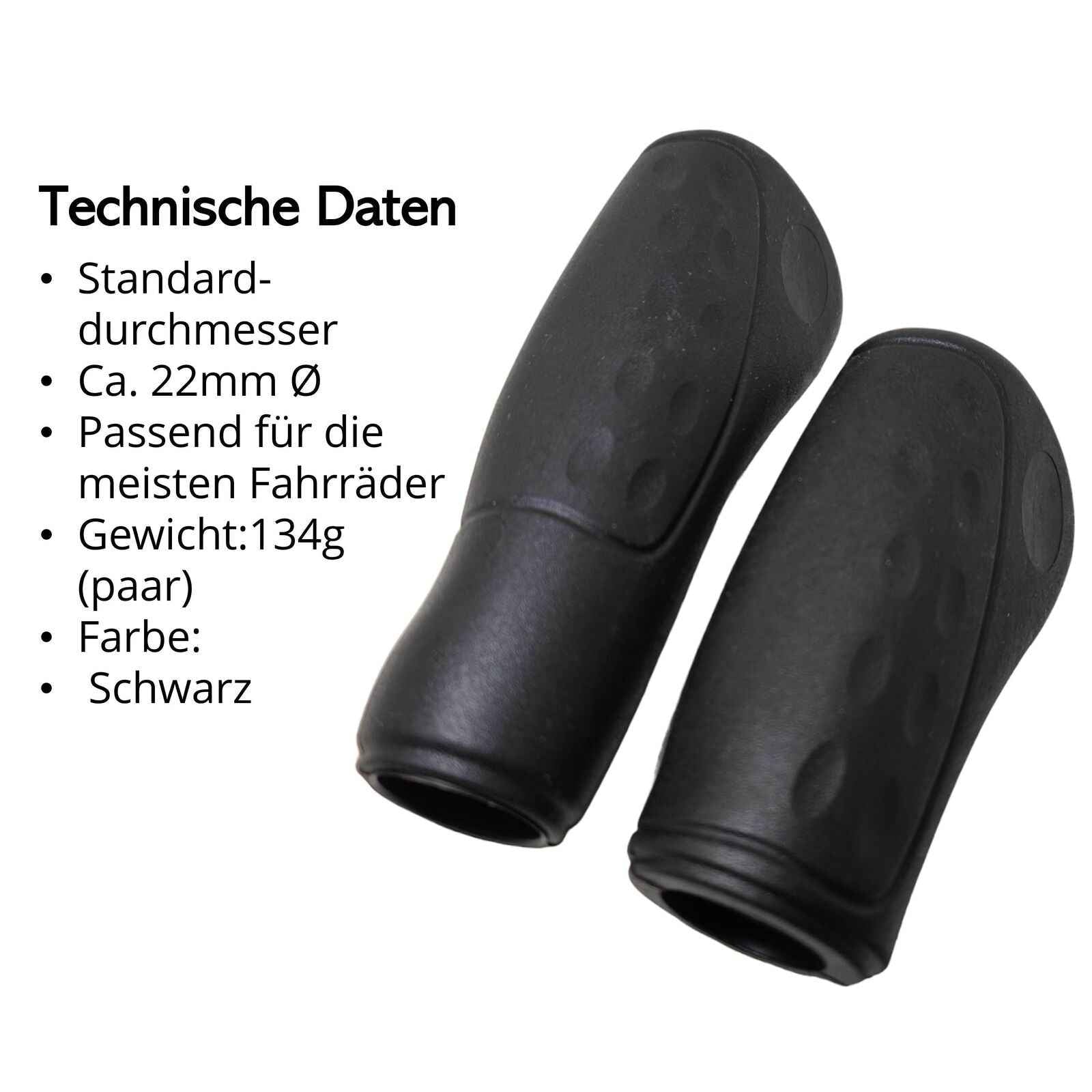 light e trekking bike Fahrradgriffe anatomisch für Drehgriff-Schaltung – 1 Paar (122 + 92 mm, Ø 22 mm, schwarz)