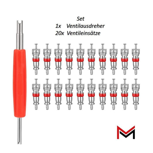 Fahrrad Auto PKW LKW Autoventil Ventilausdreher + 20 Ventileinsätze
