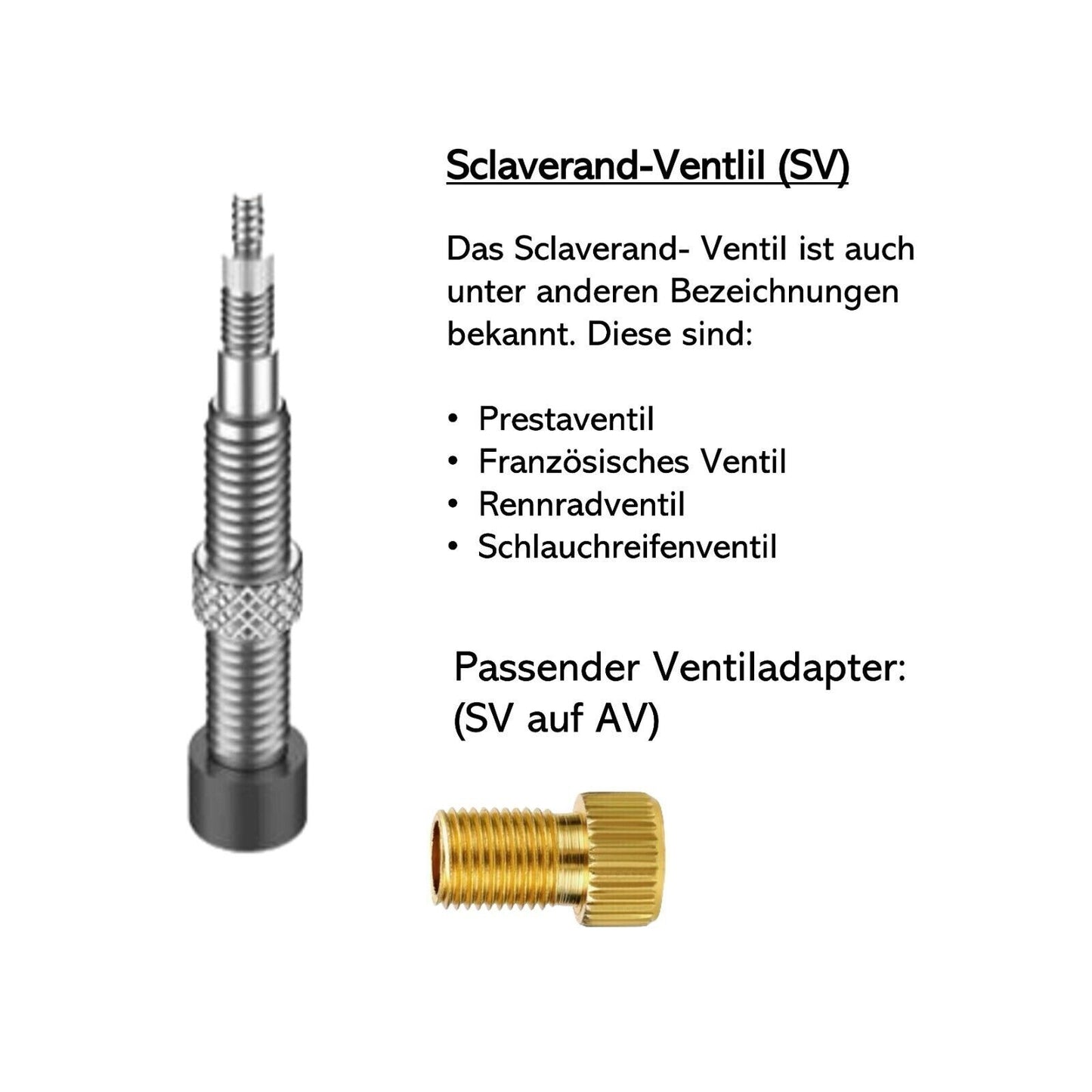 Fahrrad Ventiladapter DV Dunlop SV Sclaverand AV Autoventil Französisch Set