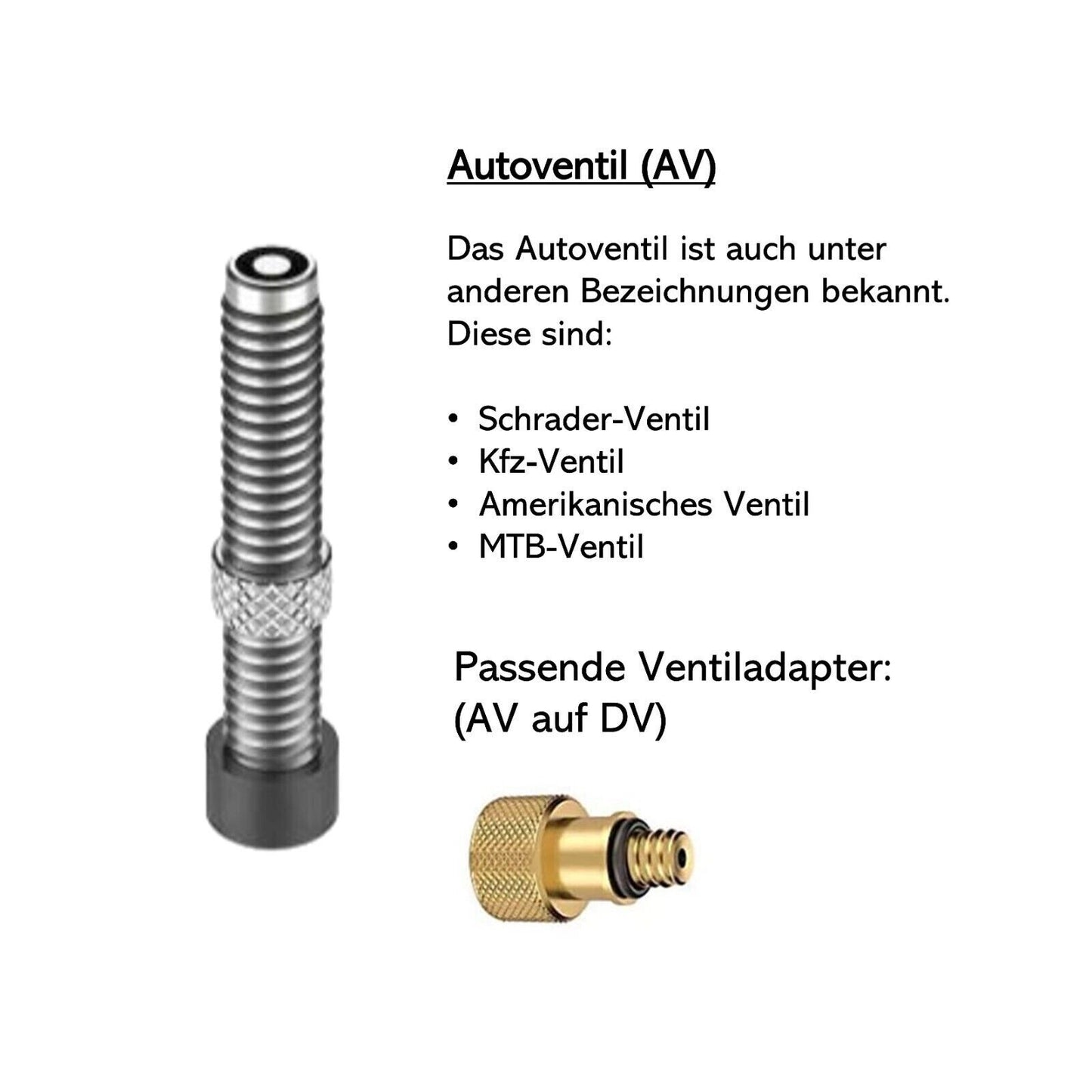 Fahrrad Ventiladapter DV Dunlop SV Sclaverand AV Autoventil Französisch Set